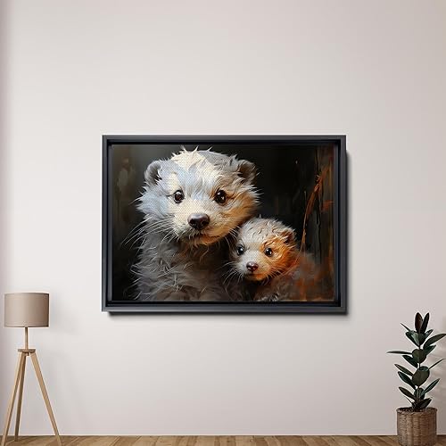 Miniatura 2 de Fox Mother Cub Print, In The Style Of Stencil,Based, Ivory, Kids Wall Art, Kids Wall Art Display, Mom And Baby Animal Art Print, Canvas, Art Print