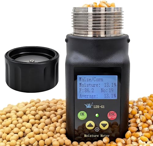 Grain Moisture Tester for 25 Crops, Portable Cup-Type Corn Moisture Meter | Corn moisture tester and grain moisture meter for agricultural use; harvest, pre-drying and stored-grain sample checks