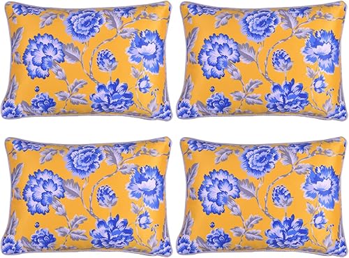 Juego de 4 fundas de cojín decorativas con estampado floral para decoración del hogar, sofá, silla, cama, patio, sala de estar, dormitorio,