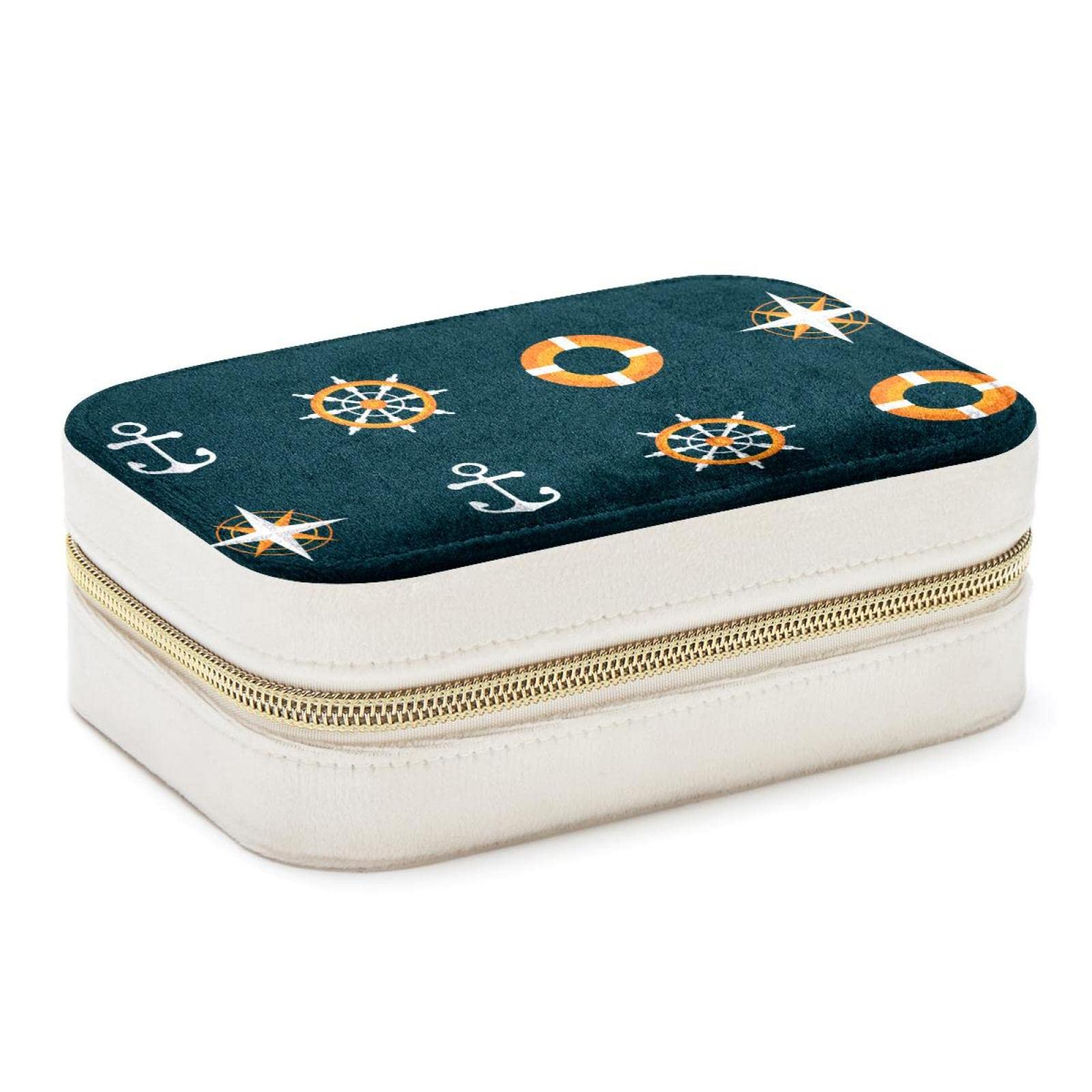 Boîte à bijoux de voyage marine pour ranger vos boucles d'oreilles en week-end ou en vacances