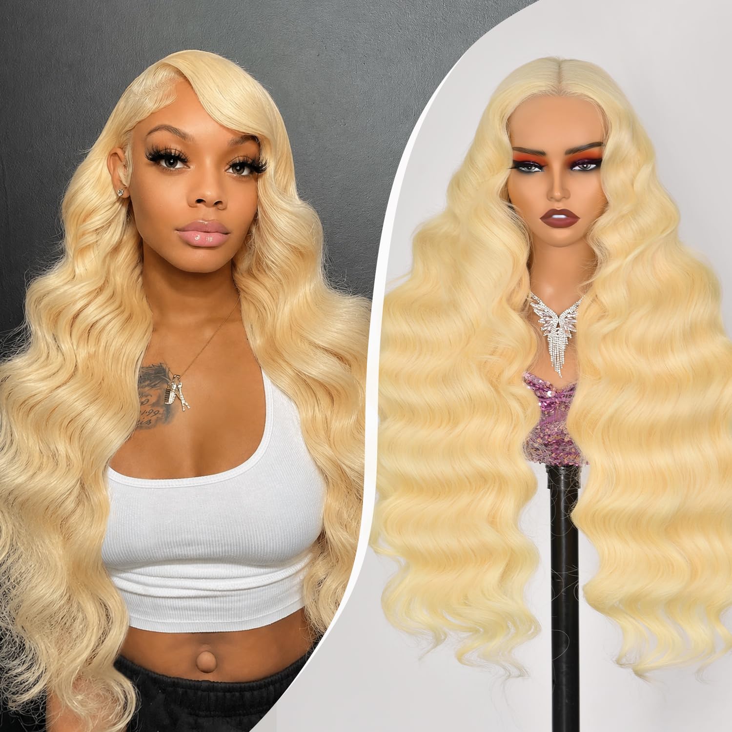 Amazon.com : Alielaine 613 Lace Front Wig Human Hair 150  display picture 1