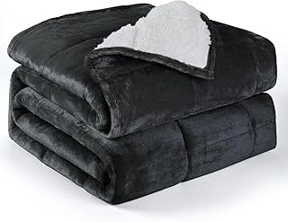 Alomidds Weighted Blanket Queen Size 15lbs 60x80 inches,Soft Plush Fleece Throw Weighted Blankets with Cozy Snuggle Warm Sherpa,Ultra Fuzzy Heavy Blanket Microfiberfor Sofa Bed, Dark Grey