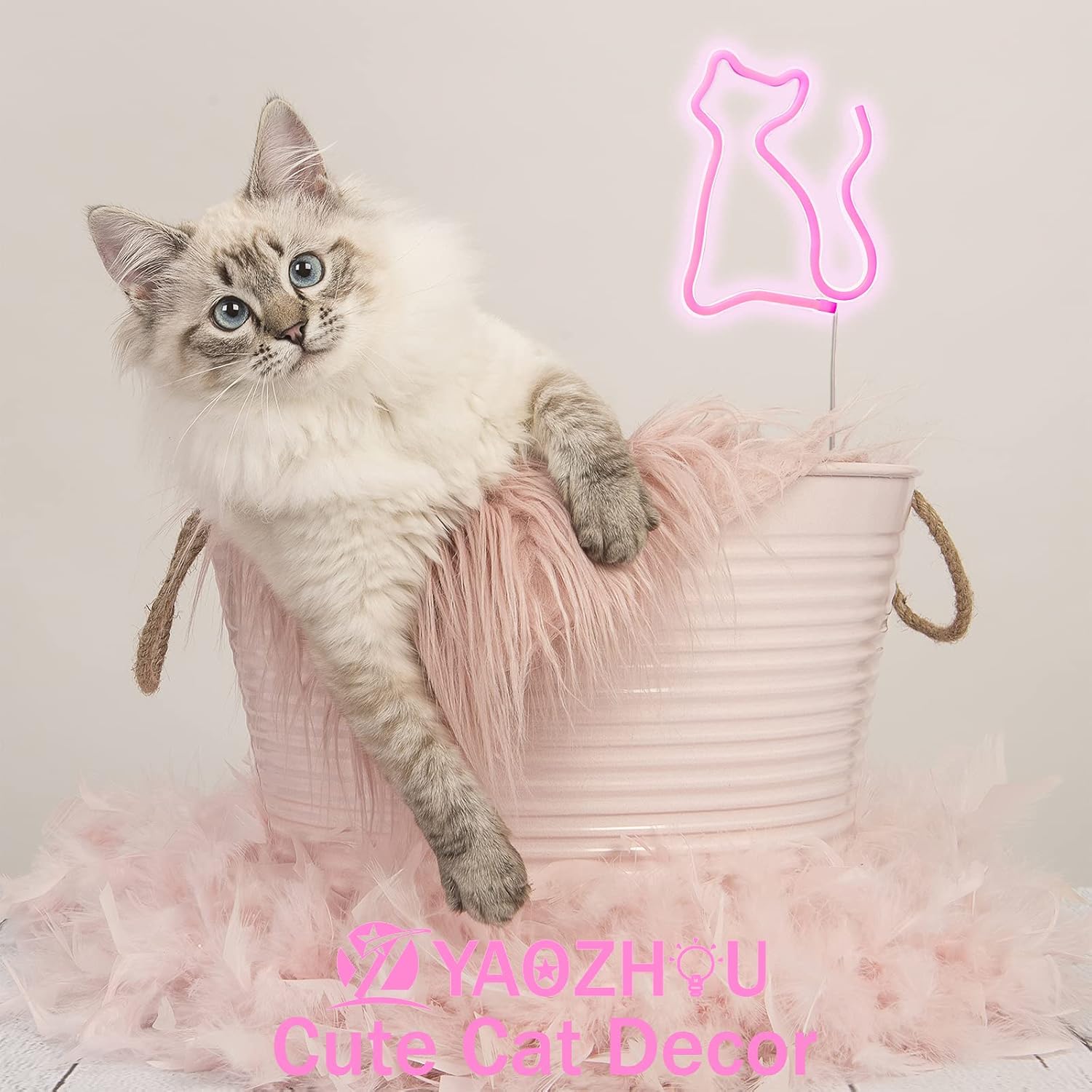 LED Cat Pink Neon Signs Lights for Wall Decor, Battery or USB Operated for Room Bedroom Wall Decor, Cat Gifts for Christmas, Birthday, Cat lover,Kids, Girls, Women, Men