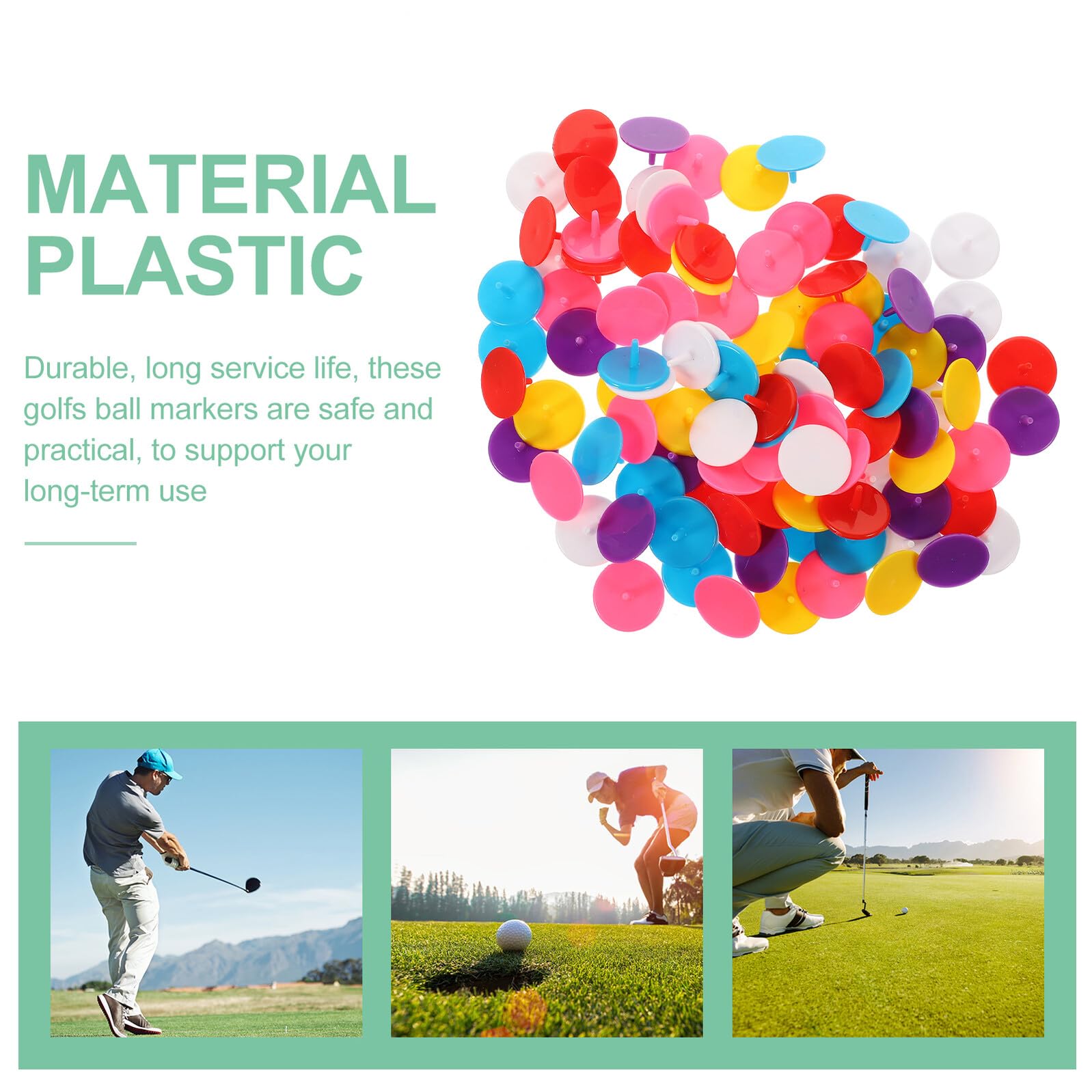 Alipis Golfball Positionsmarker Rund 100 Stück Kunststoff | Farbig, Widerstandsfähig und Verschleißfest, Praktische Golfmarkierungen für Präzise Positionskennzeichnung Zufällige Farbe