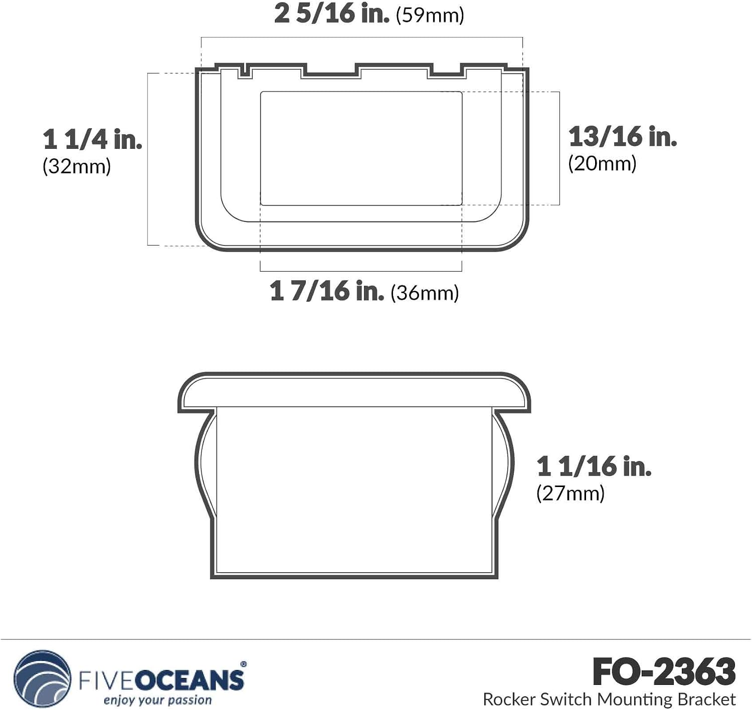 Five Oceans FO2363 Rocker Switch Mounting Bracket FO-2363
