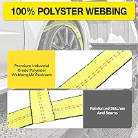 Vista 4 de 2 Piezas Correas de Cesta de Remolque con Gancho Plano para Neumáticos de 14"-17" - Resistencia de Rotura de 10,000 lbs, Capó de Neumático y Red