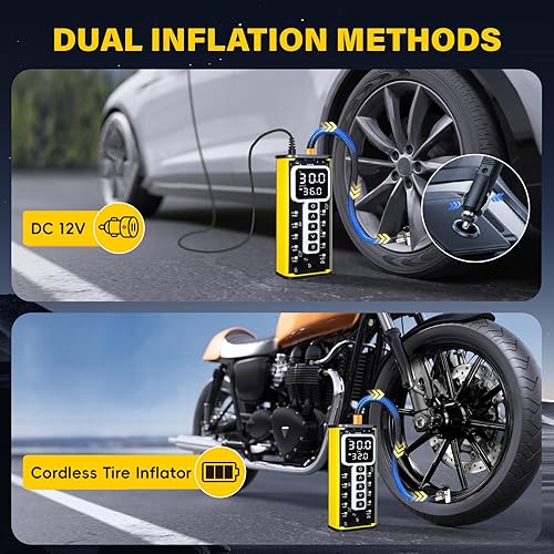 Miniatura 7 de Inflador de neumáticos, compresor de aire portátil, bomba de aire de 150 PSI para neumáticos de automóvil, bomba de neumáticos de inflado rápido de