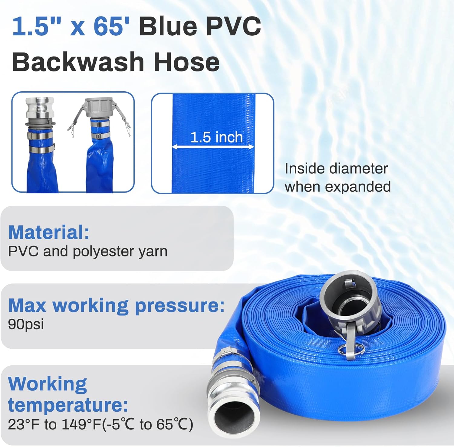 Blue PVC Backwash Hose