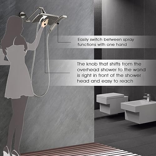 Miniatura 3 de Combo de cabezales de ducha de bronce con cabezal de ducha fijo y cabezal de ducha de mano en bronce aceitado