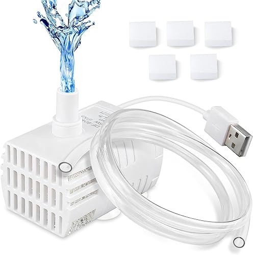 Mini bomba de agua sumergible, bomba de fuente pequeña ultra silenciosa para acuario (1.5 W 30 GPH), pecera, estanque, fuente de mesa, fuente para