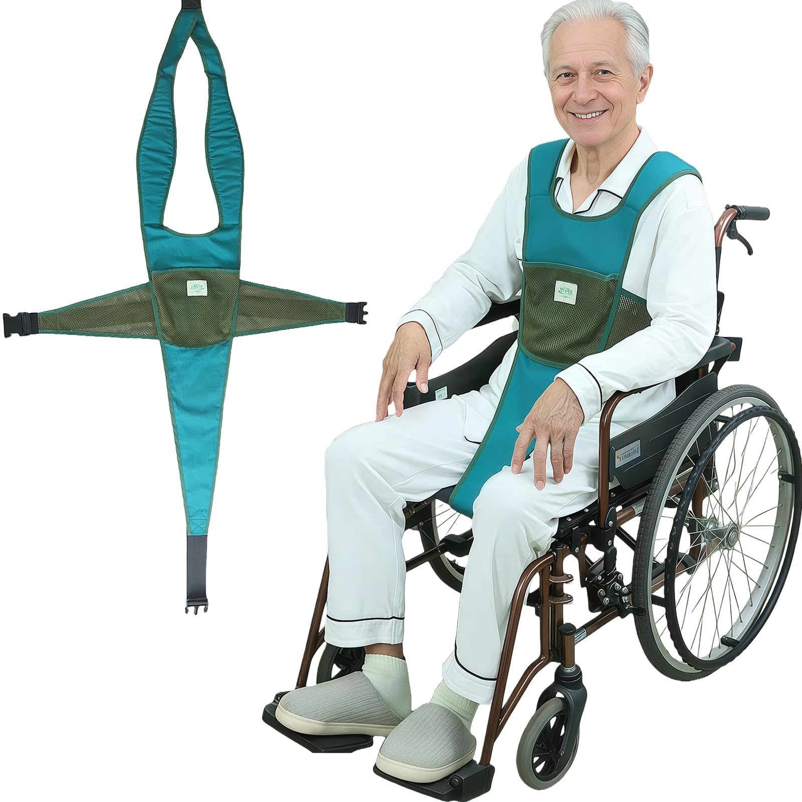 Wheelchair Seat Belt,Wheelchair Harness,Adjustable Anti-Slip Shoulder Straps for Dementia Patients,The Elderly,Adults,Pregnant,Paralyzed(Green)