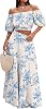 HUUSA 2025 Summer 2 Piece Boho Outfits for Women Short Sleeve Off Shoulder Crop Top and High Waist Flowy Long Skirt Set