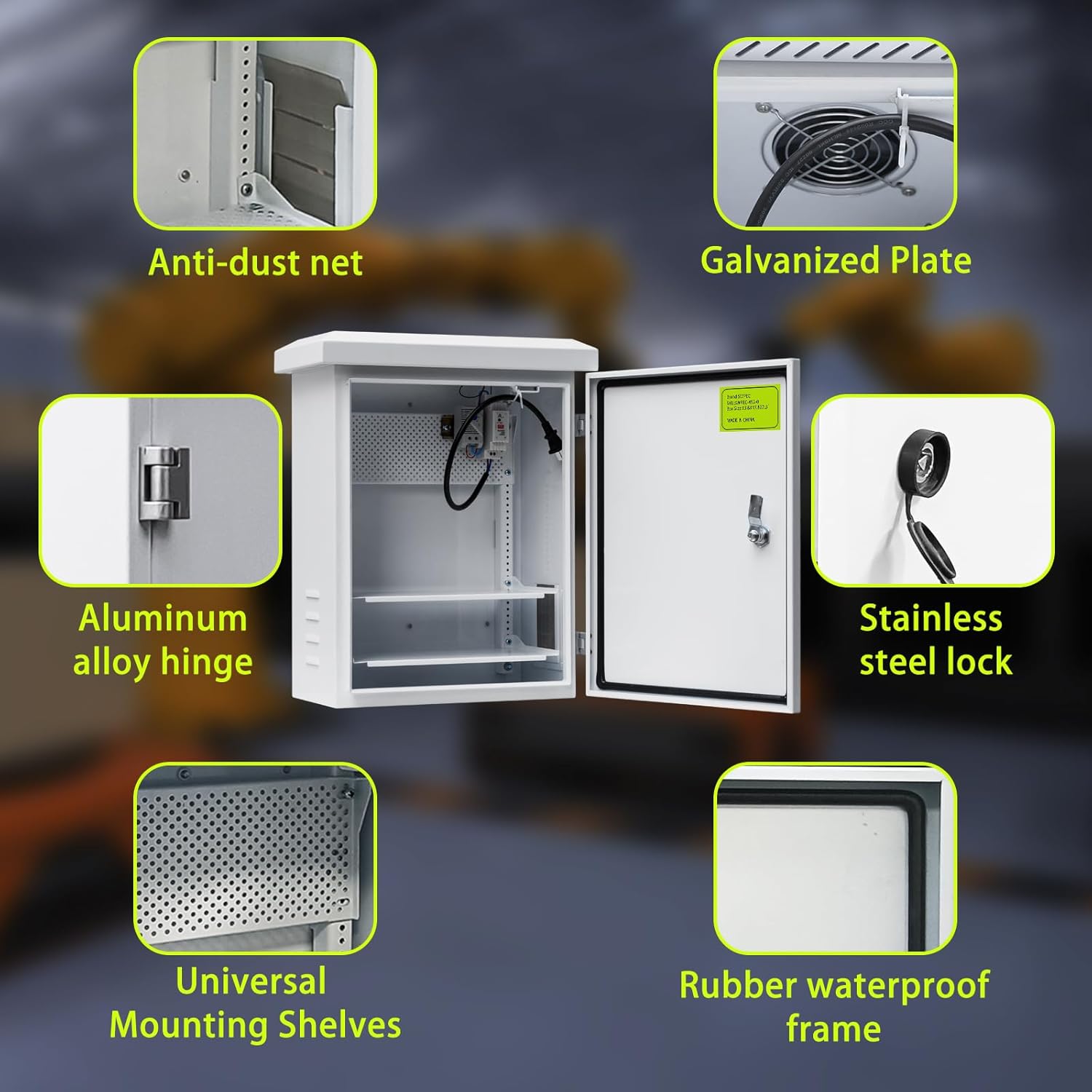 Waterproof Outdoor Electrical Junction Enclosure Nema Box with Fan & Thermostat Vented with Wall/Pole Mounting Hardware (19.7x15.8x7.9)