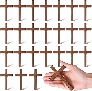 Bucherry 24 Pcs Solid Wooden Hand Crosses Bulk 4.72 x 2.76 Inch Pocket Wooden Holding Hand Comfort Crosses for Religious Christian Gift Craft & Art, Pray, Easter, Church, Communion