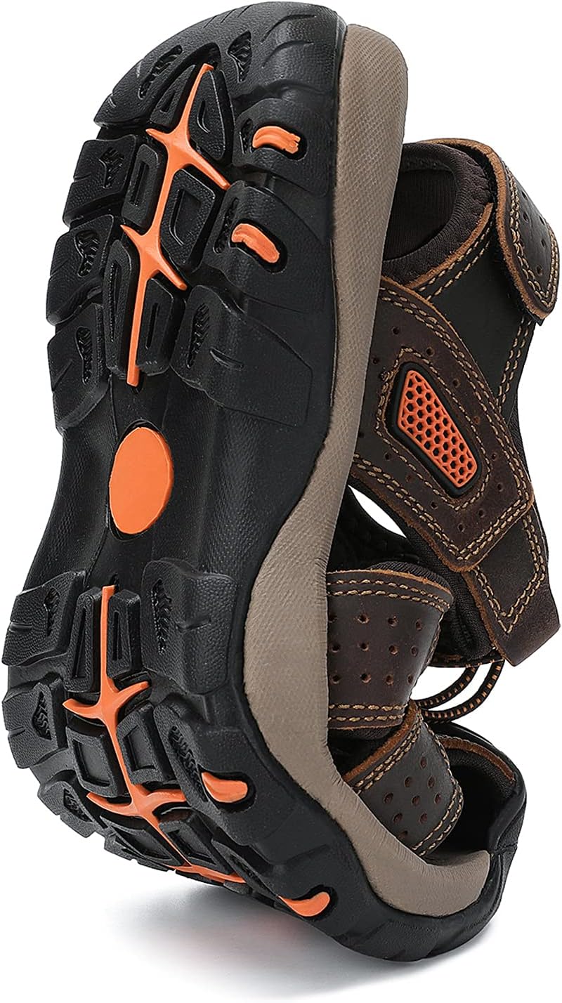 FLARUT Men's Sport Sandals Outdoor Hiking Sandals Closed Toe Leather Athletic Lightweight Trail Walking Casual Sandals Water Shoes - Image 8