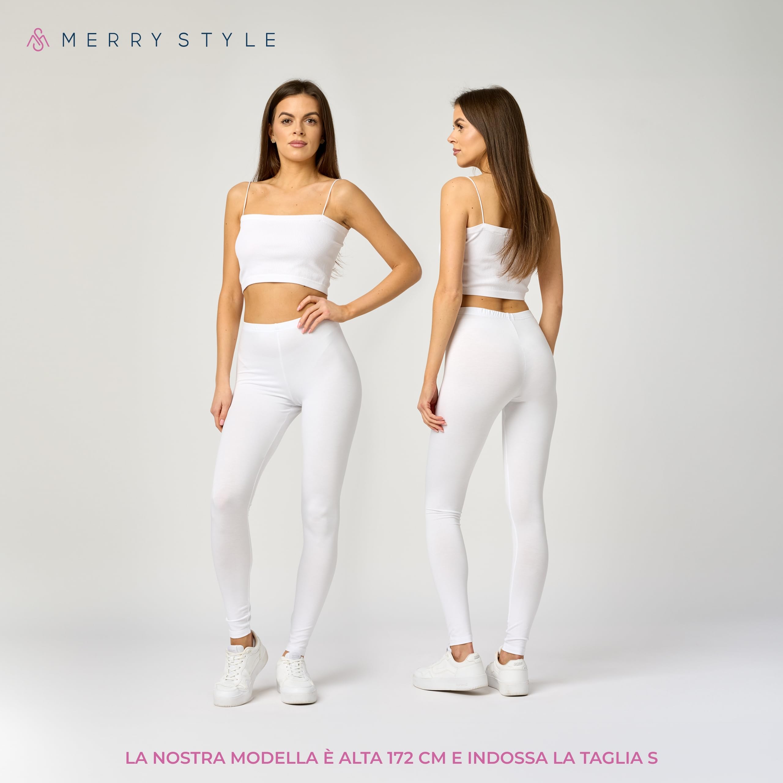 Merry Style Leggings Lunghi Donna in Viscosa con Elastan Ampia Pantaloni Donna Banda Elastica Leggins Donna per Casa Palestra Tempo Libero MS10-143