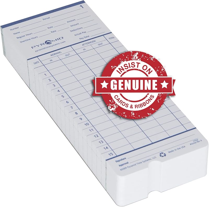 Pyramid Time Systems 42426 Double Sided Time Cards, Pack of 100