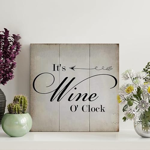 Vintage Wood Signs It's Wine O' Clock Wood Plaque Farmhouse