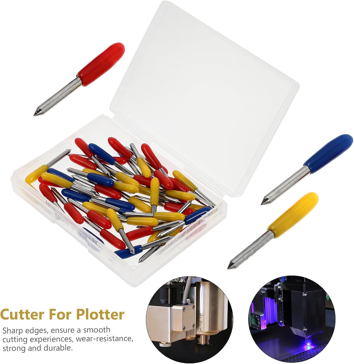 50pcs Engraving Cutter Replacement Cutters for Plotter, 30° 45° 60°