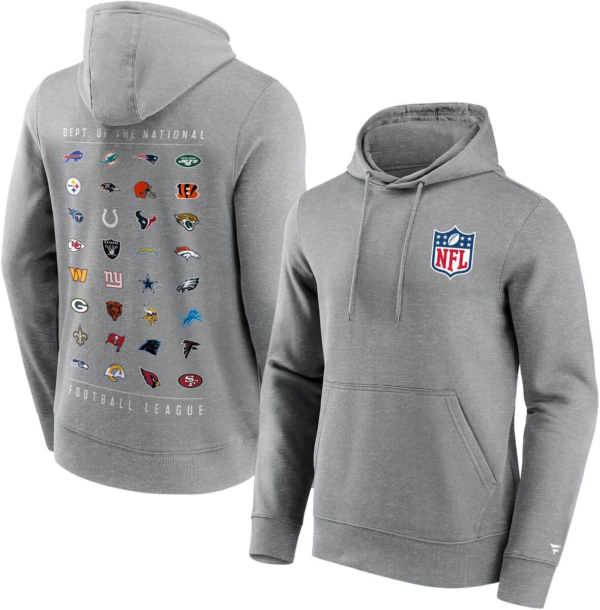 Fanatics NFL All Team Logo Hombre Sudadera con Capucha Gris Regular