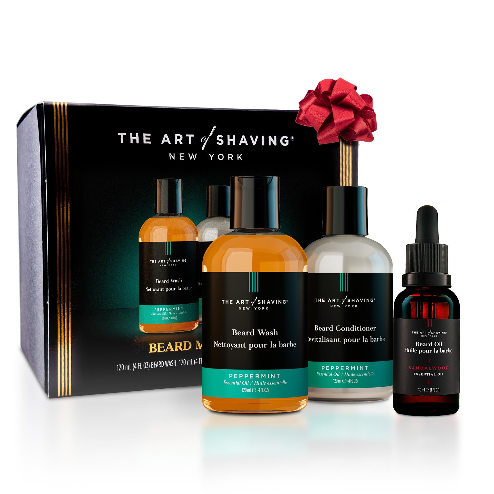 The Art of Shaving Beard Prep Kit - 4oz Peppermint Facial Hair Wash & Conditioner, 1oz Sandalwood Beard Oil