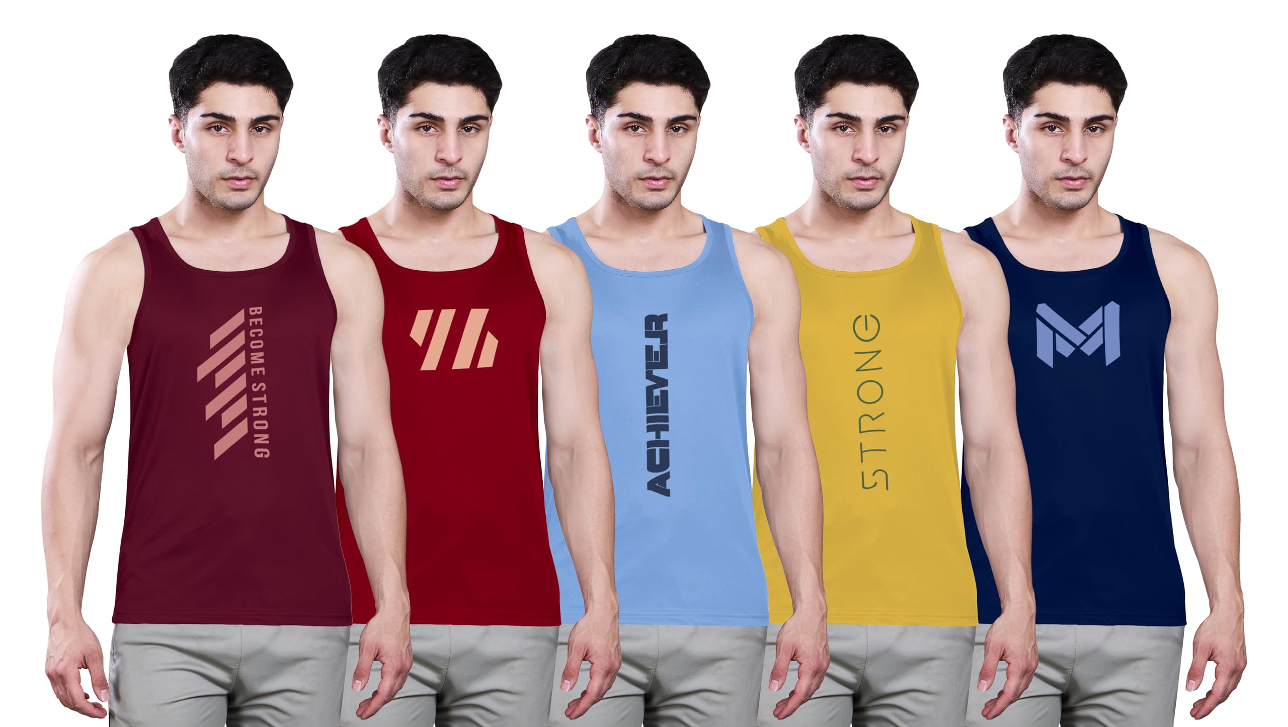 Mens 100% Polyester Printed Vest for Men Pack of 5-image-8