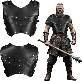 Viking Leather Chest Armor for Men - Medieval Renaissance Knight Warrior Body Vest for Cosplay & Halloween