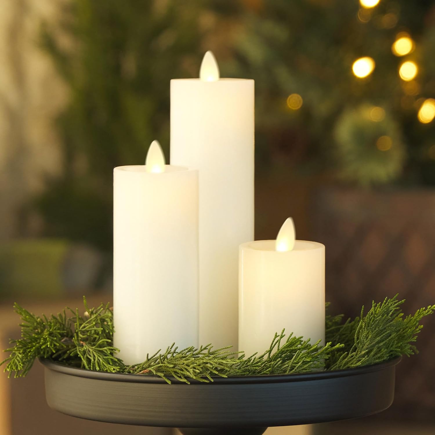 Luminara Classic Slim Flameless LED Candle, White 2" x 4.25", Battery Operated Moving Flame Pillar w/Timer, Safe Realistic Wax Candle, Home Decor