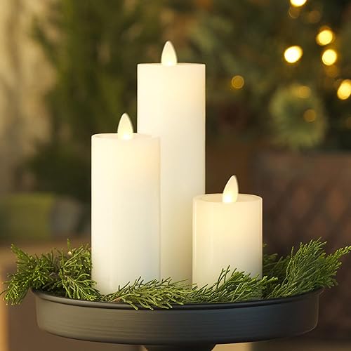 Miniatura 7 de Luminara Vela de llama artificial realista de pilar LED blanco delgado clásico delgado con parte superior empotrada - Luces LED a pilas - Cera real