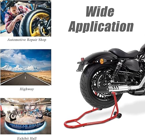 Miniatura 6 de Safstar Soporte para motocicleta o bicicleta deportiva con brazo oscilante para tienda de autos y bicicletas, Rojo