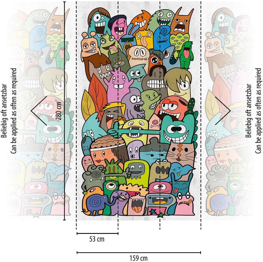 Livingwalls Photo Wallpaper for Children's Room in Colourful, Green, Pink, High-Quality Non-Woven Wallpaper 398271 with Motif on 3.71 m x 2.80 m - Made in Germany
