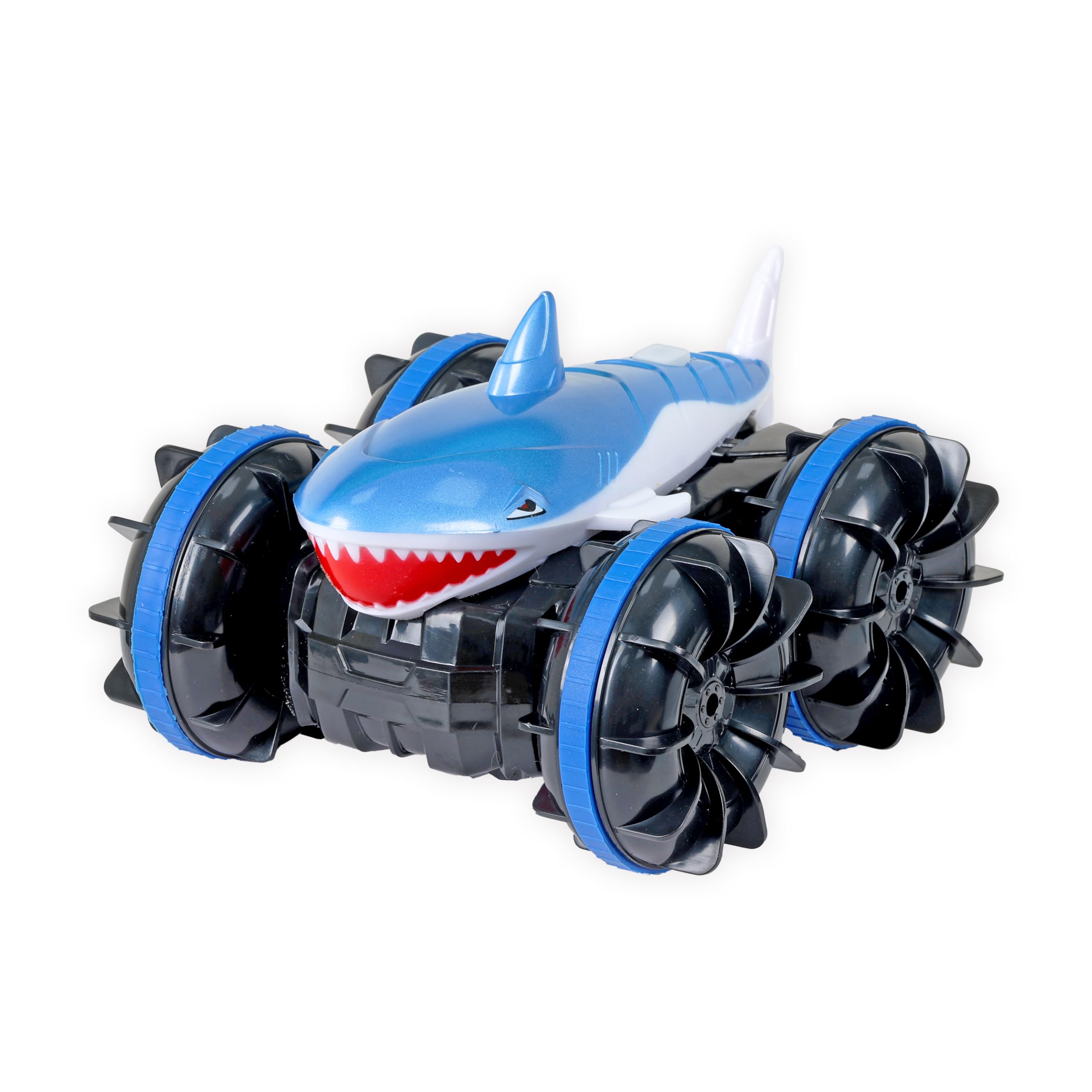 Trucare Gearbox Shark Amphibious Stunt Car - Ultimate Land and Water Adventure Toy for Thrilling Stunts - 2.4G Remote Control, USB Charging, 7+ Years, Grey