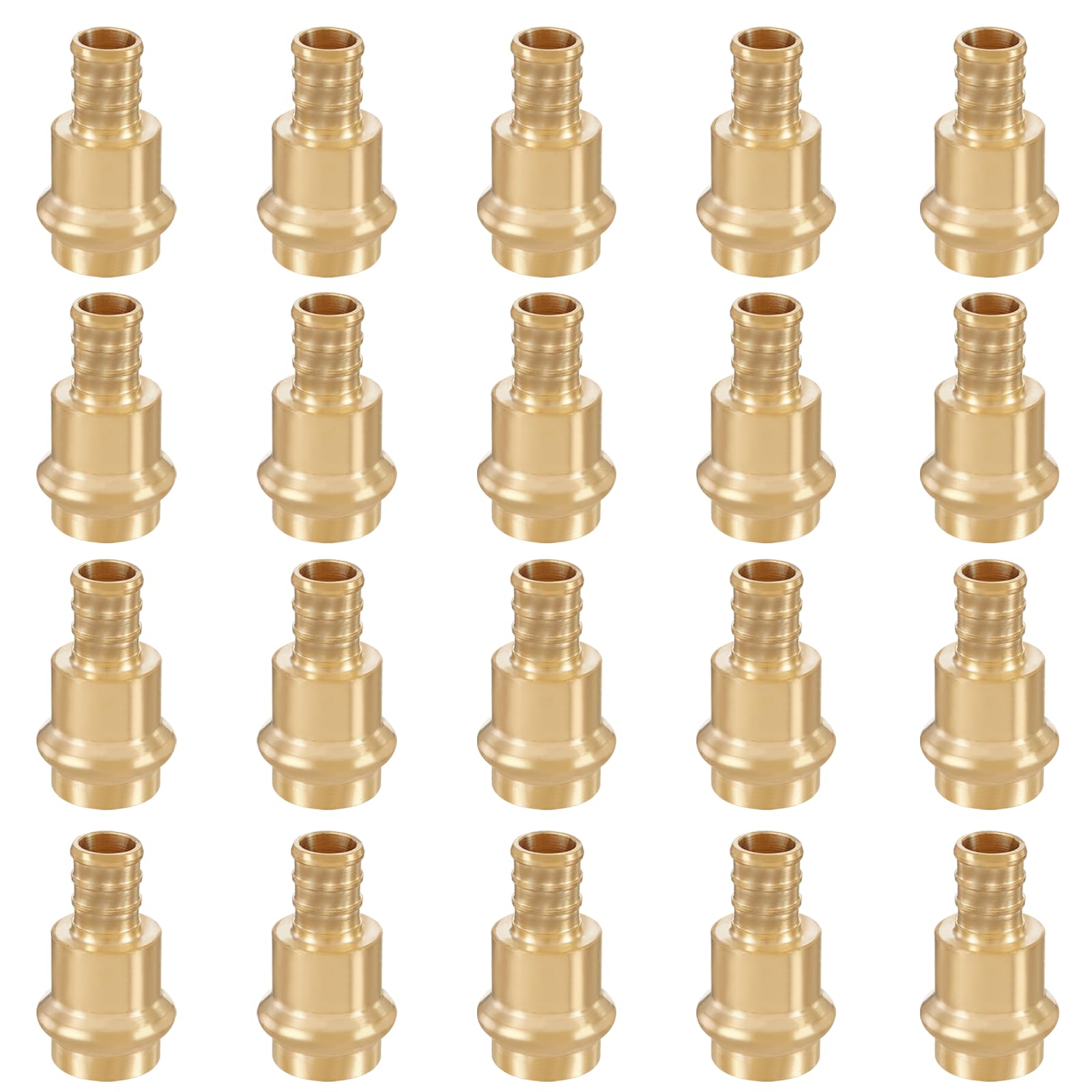 Conectores de presión de cobre PEX de 1/2 pulgada, acoplamiento de presión de 1/2" x acoplamiento de crimpado PEX de 1/2" para conexión de tuberías de cobre y PEX (paquete de 20, material de latón L