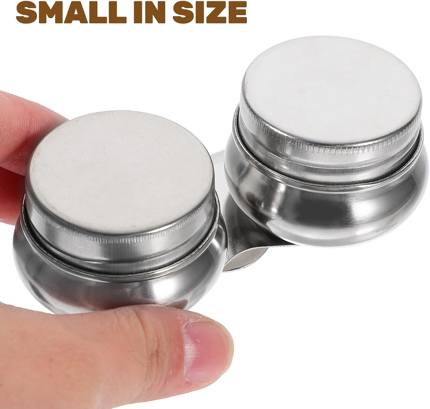 CORHAD 2pcs Stainless Steel Palette Cups with Lids, Portable Oil Painting Paint Cup Pots for Artists, Double Hole Small Palette Dipper Suitable for Drawing and Watercolor Supplies
