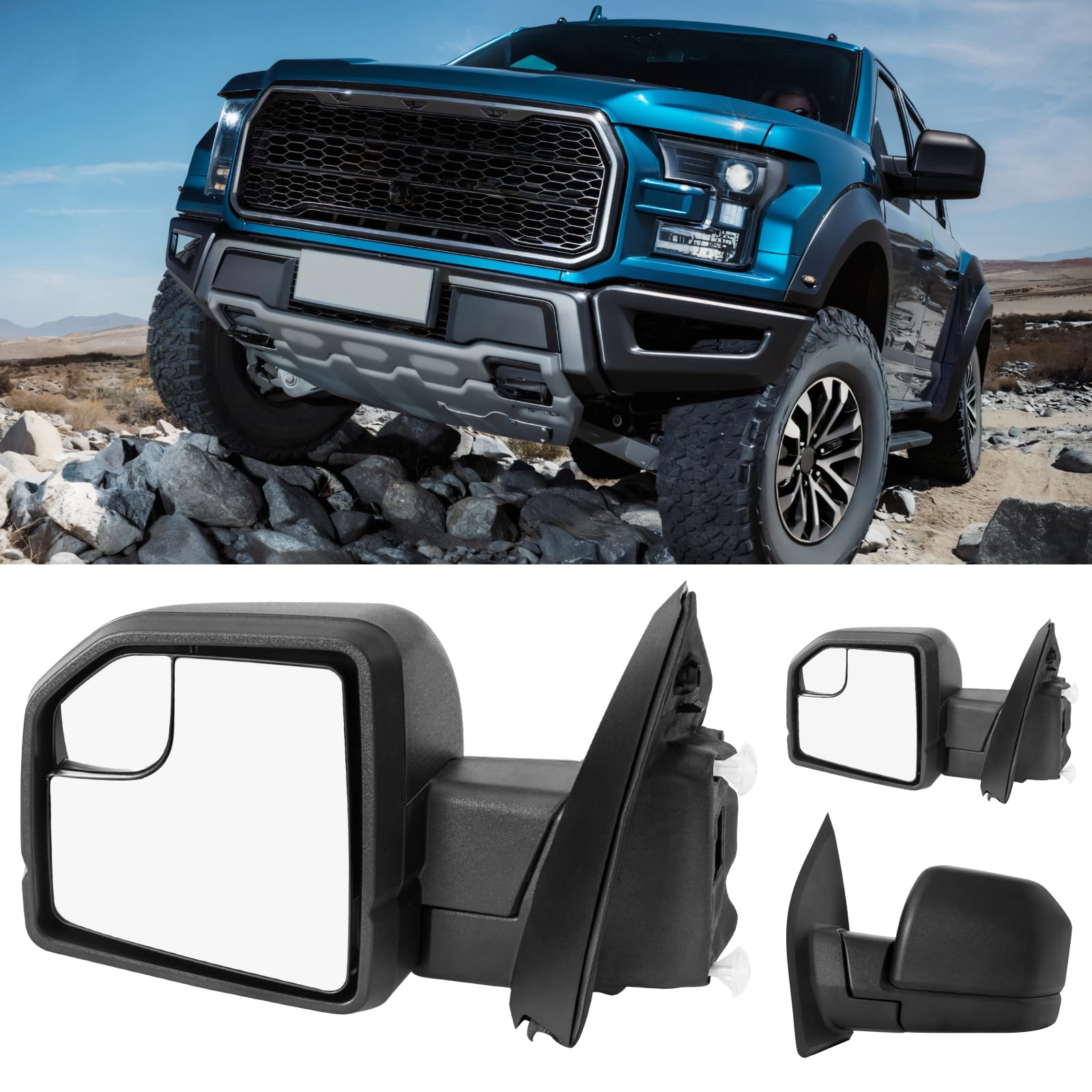 For Ford F150 Side Mirror Replacement | Driver Side View Mirrors Fits Ford F150 2015 2016 2017 2018 2019 2020 | 3 PINS | FL3Z17683AK