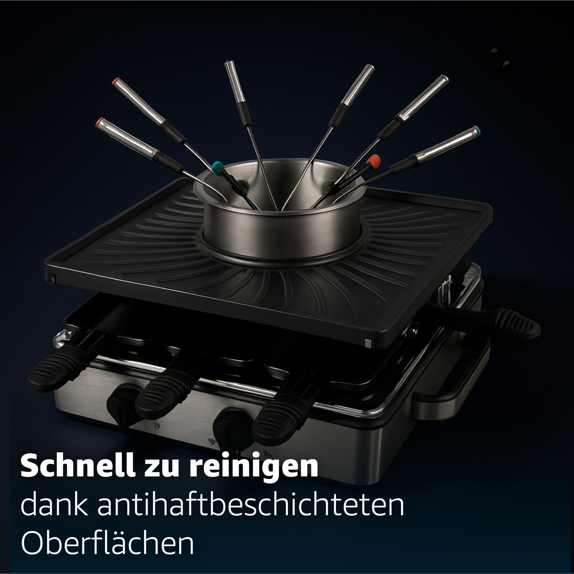 Set à fondue pour 8 personnes - Avec casserole et plaque de cuisson - Avec poêlons et grattoir