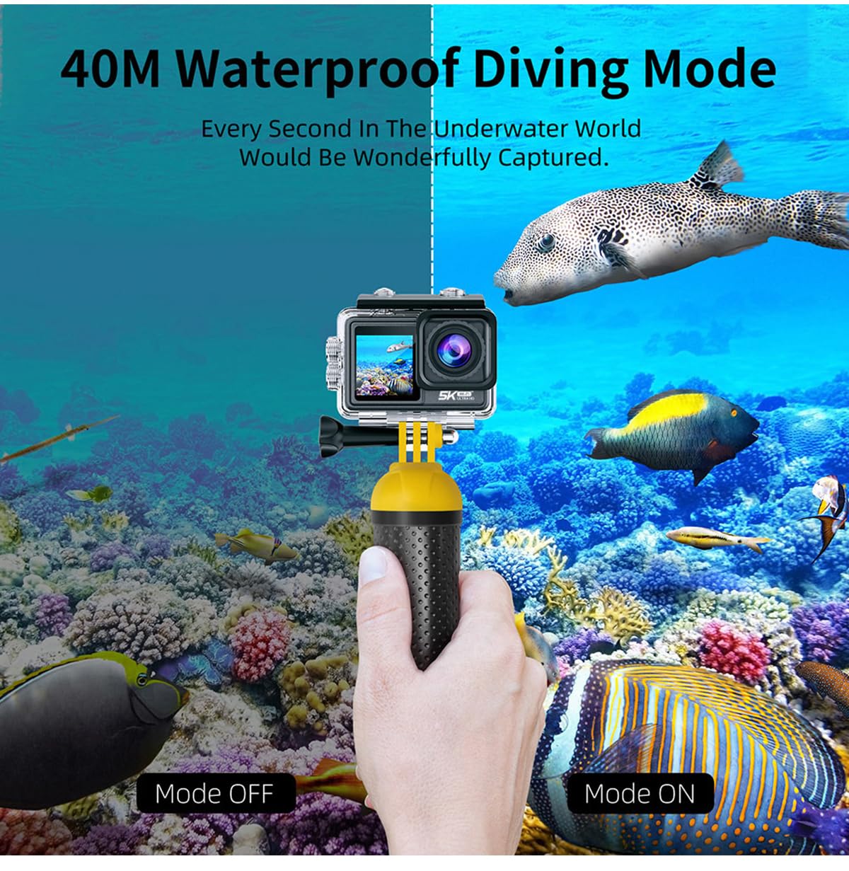 Kamera akcji 5K 4K 60FPS wymienny obiektyw 48MP Zoom elektroniczny aparat stabilizujący WiFi kamera do vloga Z łatwością Uchwyć Wspaniałe Chwile(32GB,Action Camera 5K F)