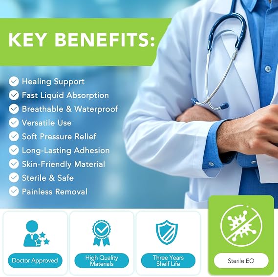Silicone Border Silver Foam Dressing (4x4) - 10 Pack | Antimicrobial Wound Care with Ag+ Technology | Absorbent, Water-Resistant & Skin | OTC Medical Foam Dressing (2)