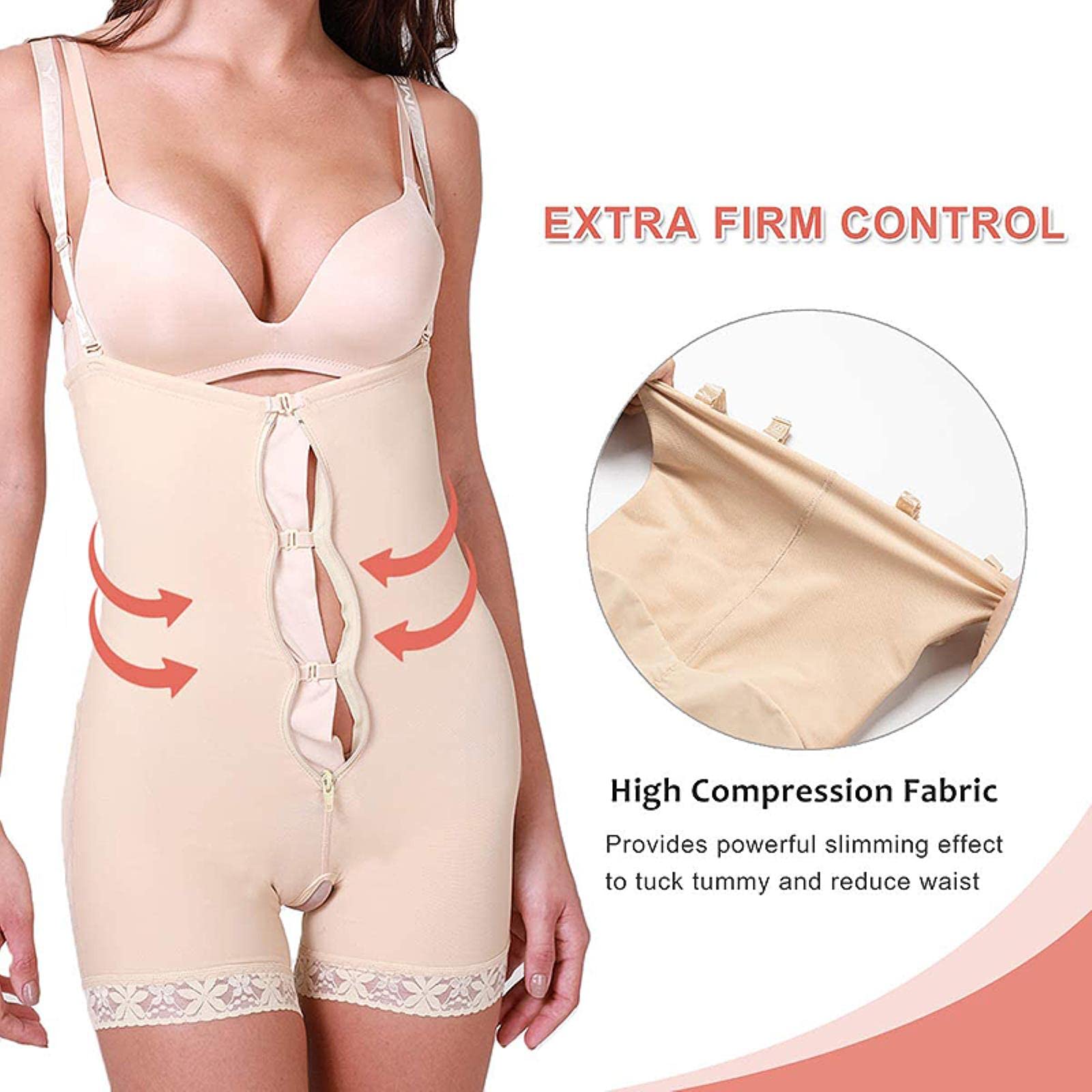 Guaina Modellante Donna Shapewear for Women Tummy Control Tummy Plus Size alla Vita Full Body Shaper-Beige,S