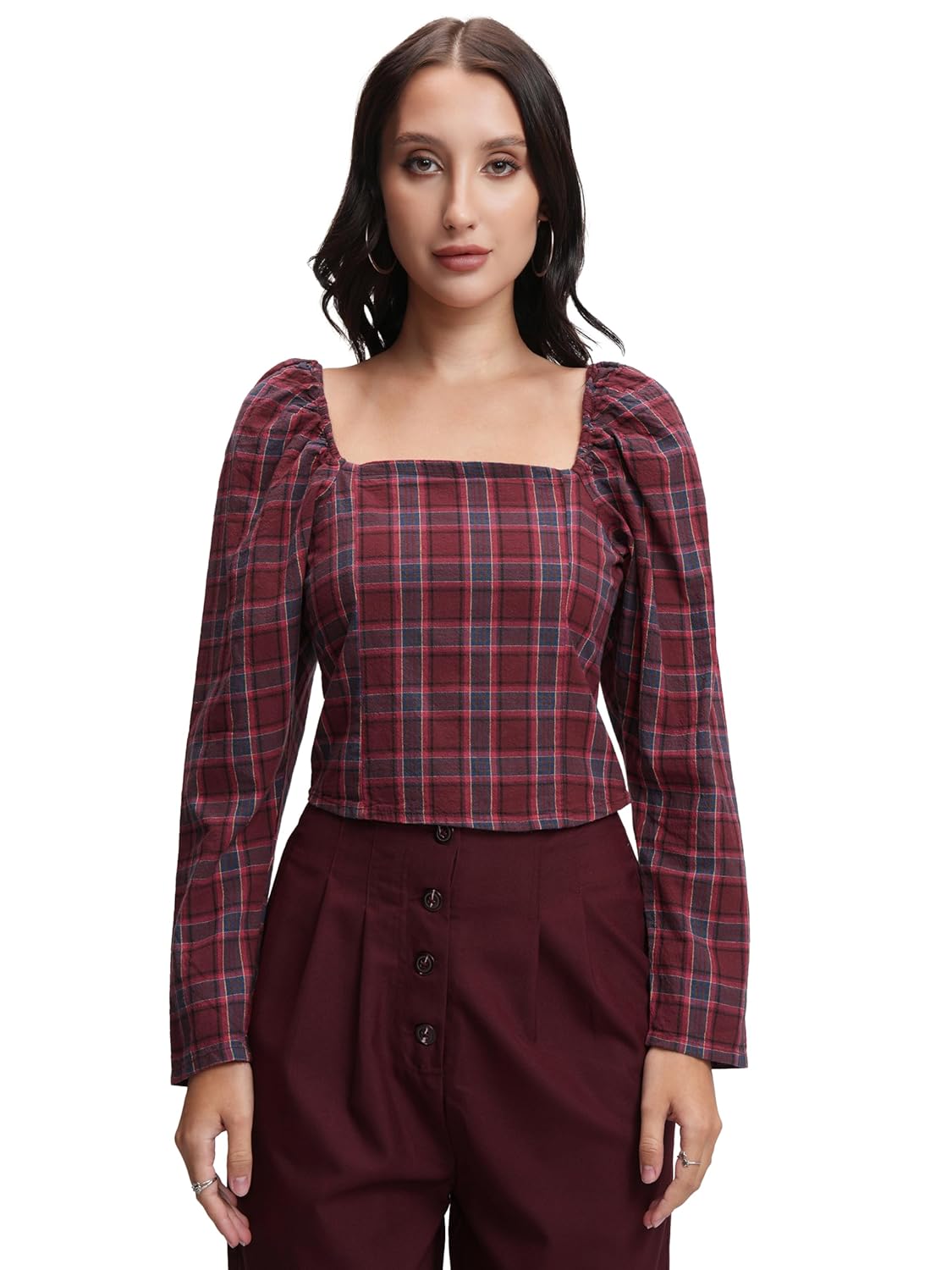 Tokyo Talkies Women’s Checkered Regular Fit Shirt