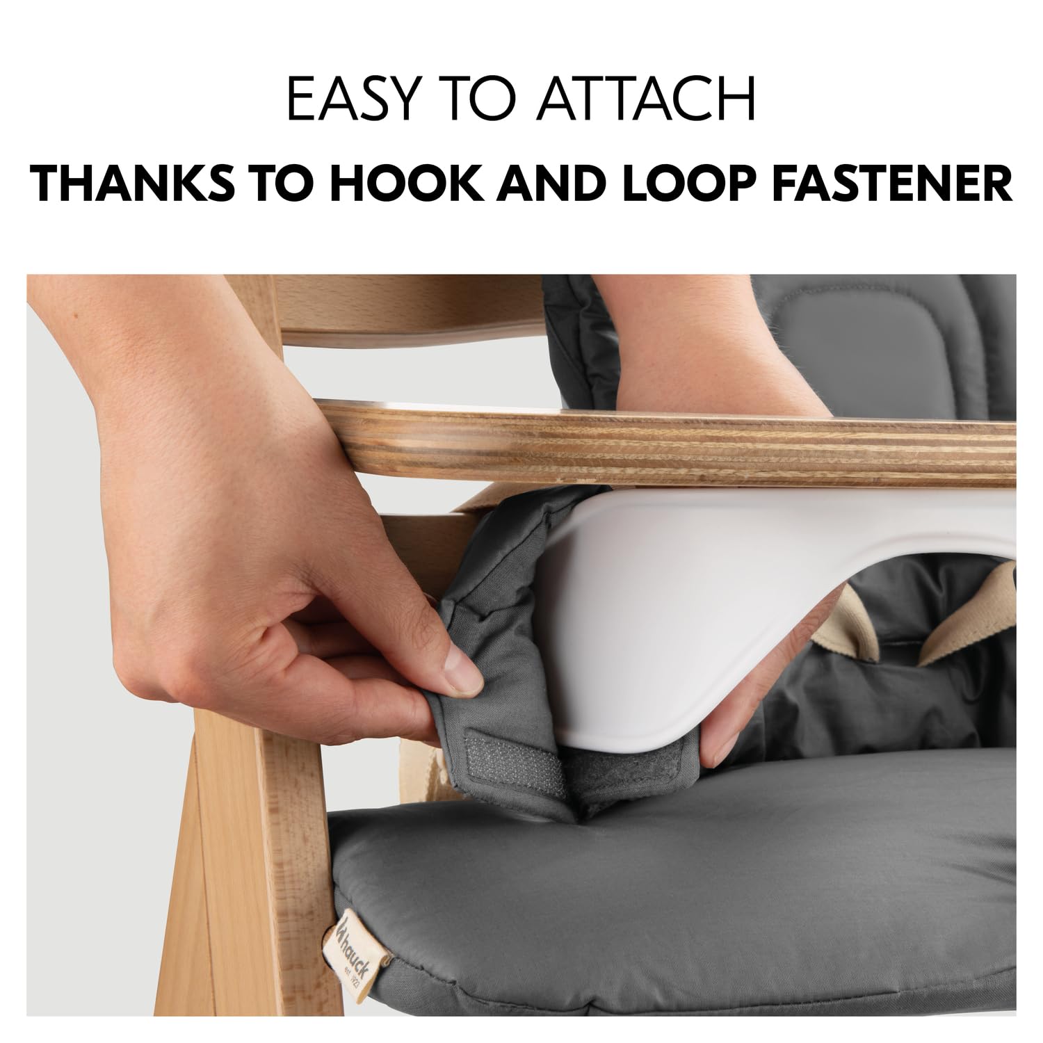 hauck Children's Chair, Baby Seat Cushion, Dark Grey, Accessory for Alpha+ Wooden High Chair from 6 Months, Oeko-Tex Standard 100, Soft Cushion, Easy to Wipe, Machine Washable