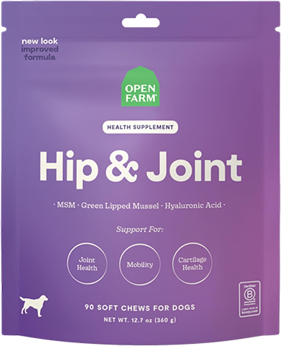 Open Farm, Hip & Joint Supplement Chews for Dogs, 90ct Bag | Help support joint health & mobility through 100% traceable & functional ingredients.