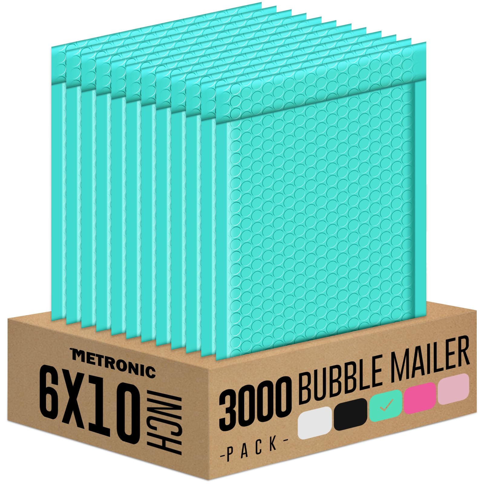 Metronic 3000 Pack Bubble Mailers 6x10 Inch Teal Bubble Mailer