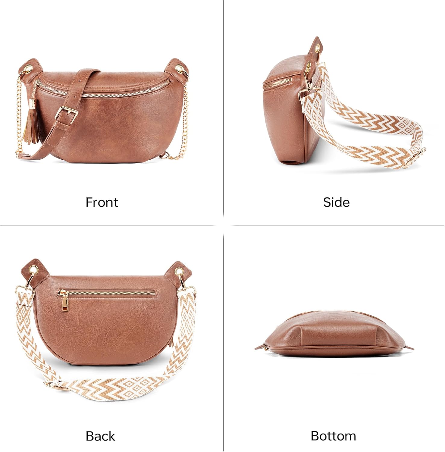 Crossbody Bags for Women with Wallet Cross body bag Bum Bags for Women Fashion Fanny Packs Waterproof Brown