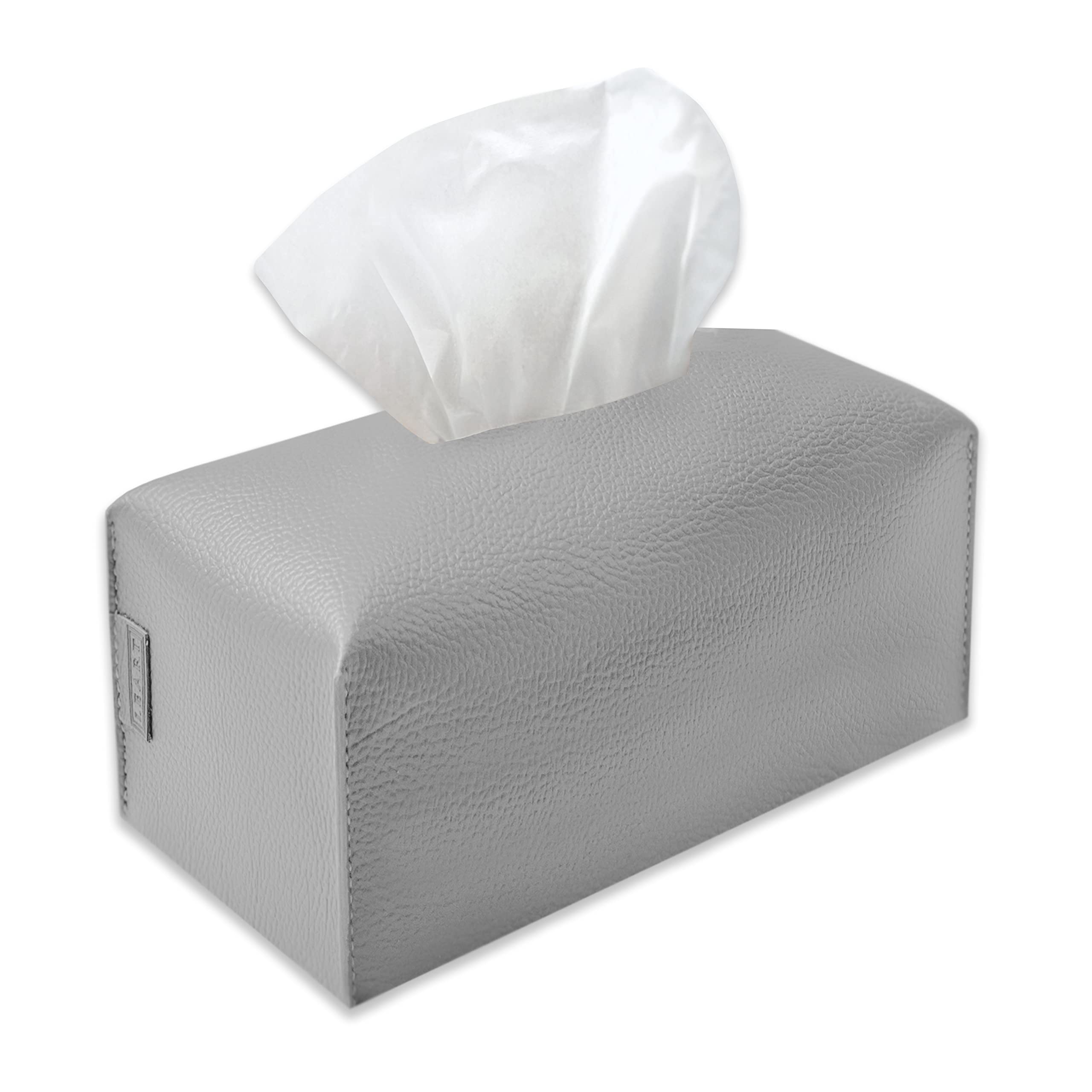 LEARTLeather Tissue Box Cover – Home Decorations for Living Room, Bedroom and Office | Car Tissue Holder | Tissue Holder | Tissue Box Holder for Car | Tissue Box Cover for Car (Stone Grey)