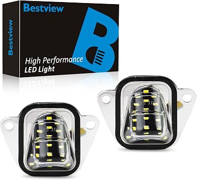 Bestview LED License Plate Lights Rear Bumper Tag Lamp Assembly Replacement for 2007-2014 Chevy Tahoe Suburban GMC Yukon Cadillac Escalade ESV, 6000K White,Pack of 2