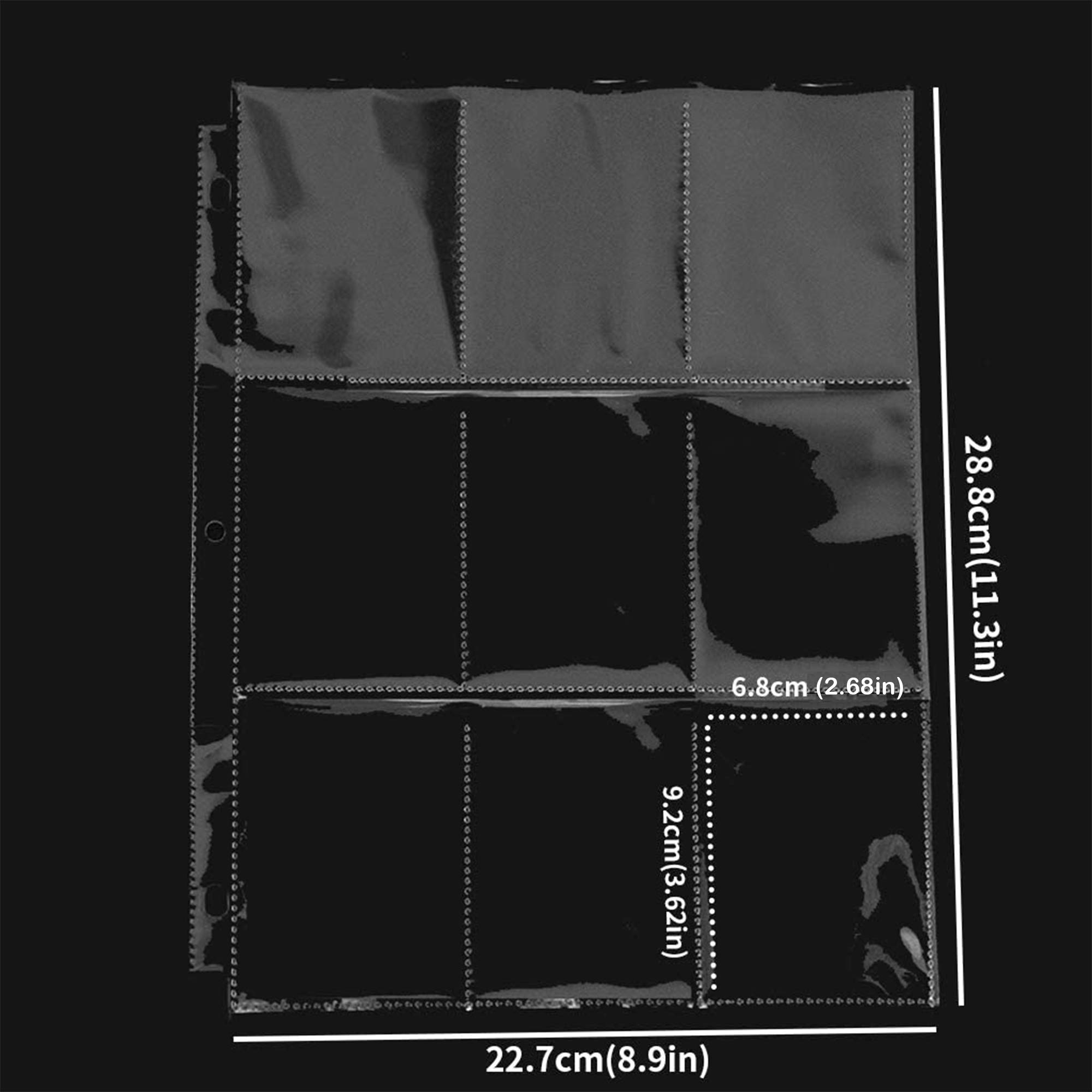 Tarjetas de comercio de manga páginas 9 páginas de bolsillo protectores 3 agujeros para tarjetas comerciales/tarjetas deportivas/tarjetas de juego ajuste 3 anillas carpeta 30 hojas OS0230