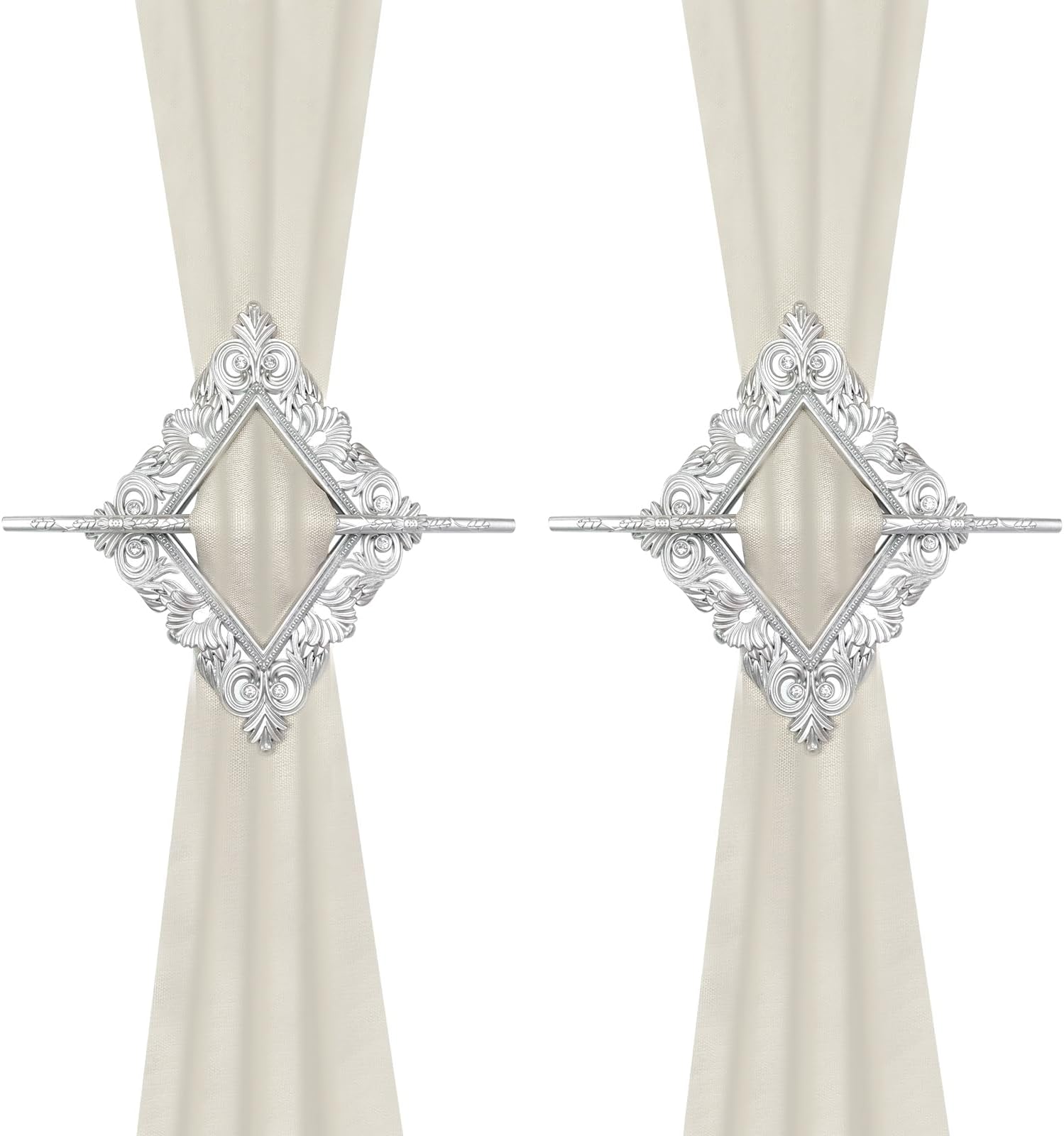 Mewutal 2 Pack Silver Curtain Tiebacks Square Curtain