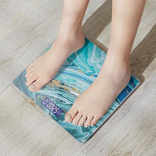Báscula Digital Baño 400 lbs Pantalla LCD Azul Mármol miniatura 5
