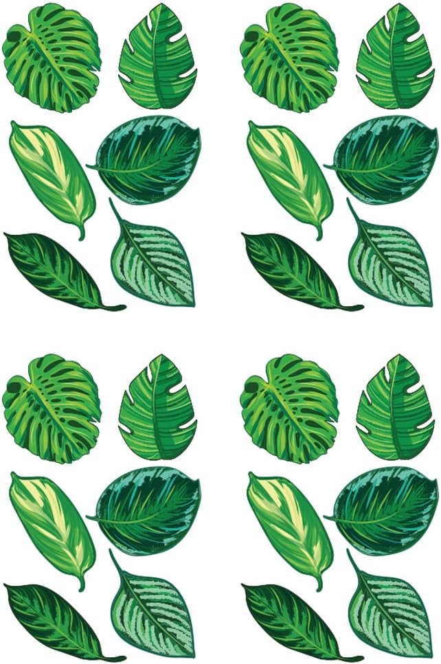 Set of 24 Tropical Plant Leaves Wall Decal, Hawaiian Party Beach Theme Decor. Great for Birthdays, Prom, Wedding Events #6094s